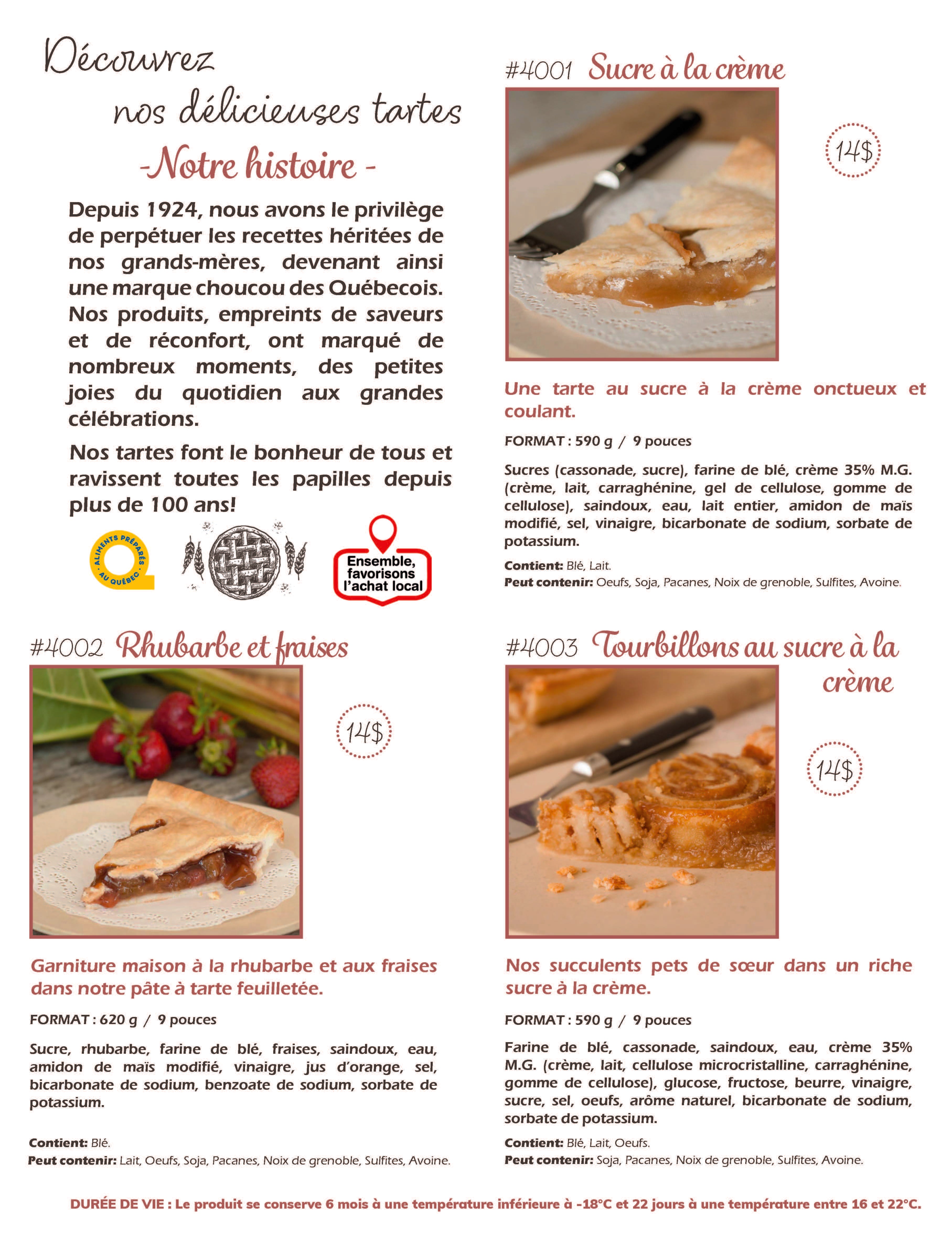 Tartes St-Donat *Nouveau Catalogue*